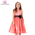 Grace Karin Sleeveless Crew Neck Red Flowers Girl Dress Padrão Party Children Girls Dress CL007554-1